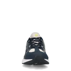 Donkerblauwe Leren Sneakers Met Gele Details^Sacha New