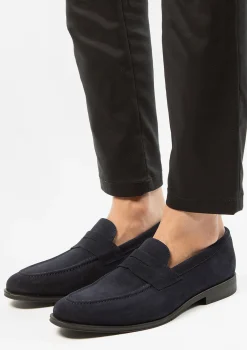 Donkerblauwe Suede Klassieke Loafers^Sacha Clearance