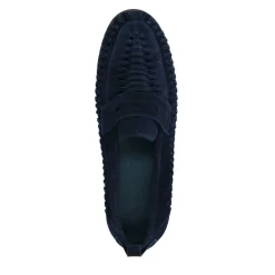 Donkerblauwe Suede Loafers Met Gevlochten Detail^Sacha Sale