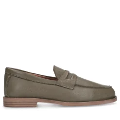 Donkergroene Leren Penny Loafers^Sacha Cheap