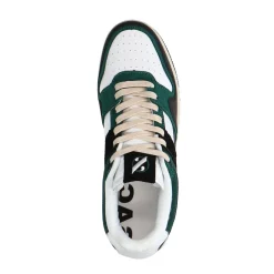 Donkergroene Leren Sneakers Met Suede Details^Sacha Cheap