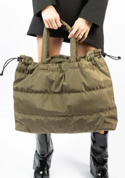 Donkergroene Puffy Doorgestikte Shopper^Sacha Sale