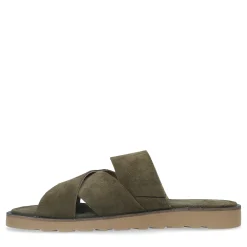Donkergroene Suede Slippers^Sacha Outlet