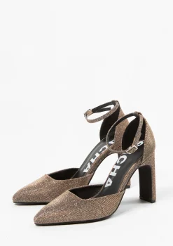 Gouden Glitter Pumps Met Enkelbandje^Sacha New