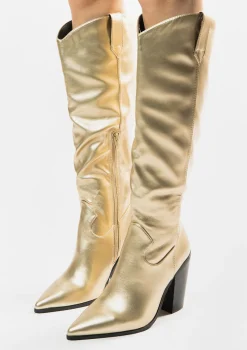 Gouden Hoge Laarzen Met Hak^Sacha Cheap