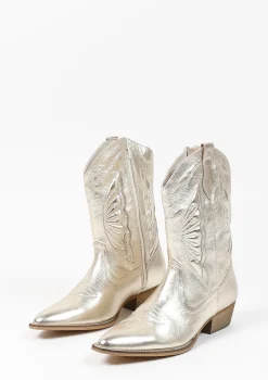 Gouden Leren Cowboylaarzen^Sacha Hot