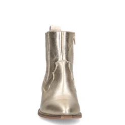 Gouden Leren Enkellaarsjes Met Hak^Sacha Outlet