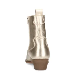 Gouden Leren Enkellaarsjes Met Hak^Sacha Outlet