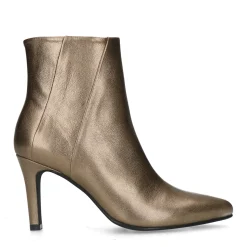 Gouden Leren Enkellaarsjes Met Naaldhak^Sacha Hot