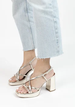 Gouden Leren Sandalen Met Hak^Sacha Best Sale