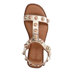 Gouden Leren Sandalen Met Studs^Sacha Discount
