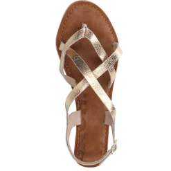 Gouden Leren Sandalen Met Gekruiste Bandjes^Sacha Hot