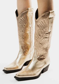 Gouden Metallic Cowboylaarzen^Sacha Cheap