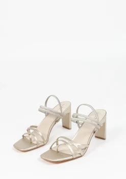 Gouden Metallic Hak Sandalen Met Bandjes^Sacha Store