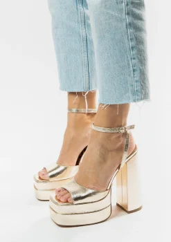 Gouden Platform Pumps Met Plateau Hak^Sacha Sale