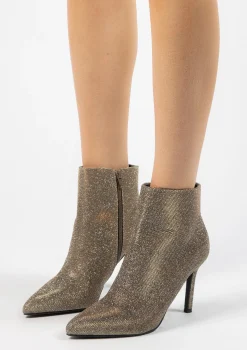 Gouden Shiny Enkellaarsjes Met Hak^Sacha Sale