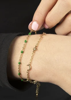 Goudkleurige Armband Met Groene Kraaltjes^Sacha Cheap