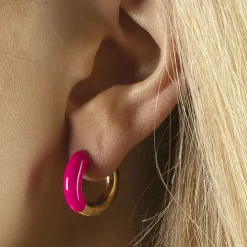 Goudkleurige Oorringen Met Roze Details^Sacha Best