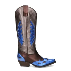 Grijs Metallic Cowboylaarzen Met Blauwe Details^Sacha Online