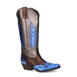 Grijs Metallic Cowboylaarzen Met Blauwe Details^Sacha Online