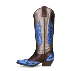 Grijs Metallic Cowboylaarzen Met Blauwe Details^Sacha Online