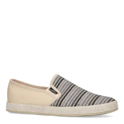 Grijze Canvas Loafers Met Strepen^Sacha Discount