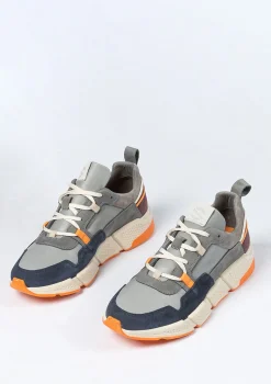 Grijze Leren Sneakers Met Oranje Details^Sacha Best Sale