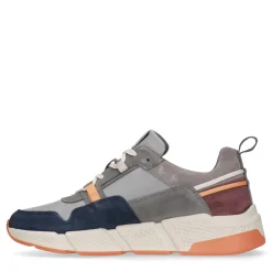 Grijze Leren Sneakers Met Oranje Details^Sacha Best Sale