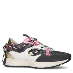 Grijze Leren Sneakers Met Metallic Details^Sacha Shop