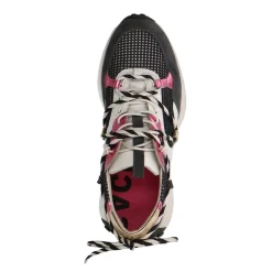 Grijze Leren Sneakers Met Metallic Details^Sacha Shop