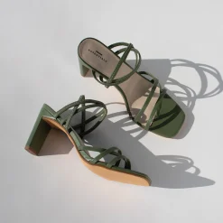 Groene Hak Sandalen Met Bandjes^Sacha Cheap