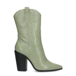 Groene Lage Croco Cowboylaarzen^Sacha Fashion