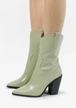 Groene Lage Croco Cowboylaarzen^Sacha Fashion
