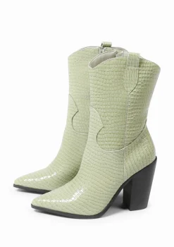 Groene Lage Croco Cowboylaarzen^Sacha Fashion