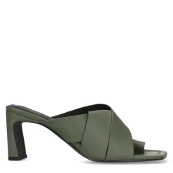 Groene Leren Muiltjes Met Brede Bandjes^Sacha Cheap