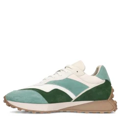 Groene Leren Sneakers Met Suede Details^Sacha New