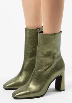 Groene Metallic Enkellaarsjes Met Hak^Sacha Cheap