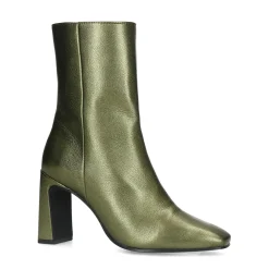 Groene Metallic Enkellaarsjes Met Hak^Sacha Cheap
