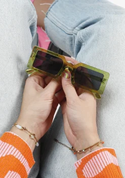 Groene Rechthoekige Zonnebril^Sacha Best Sale