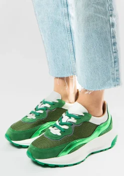 Groene Sneakers Met Metallic Details^Sacha Fashion