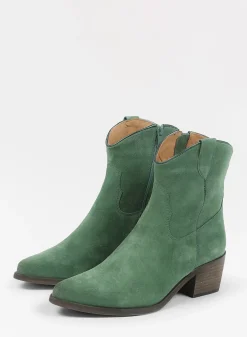 Groene Suede Lage Cowboylaarzen^Sacha Clearance