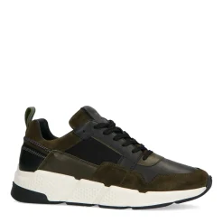 Groene Suede Sneakers Met Zwarte Details^Sacha New