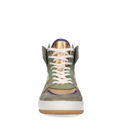 Halfhoge Groene Sneakers Met Metallic En Paarse Details^Sacha Store
