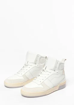 Halfhoge Witte Leren Sneakers Met Lila Zool^Sacha Cheap