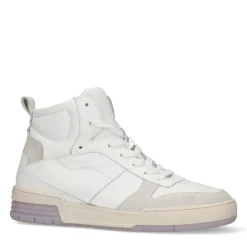 Halfhoge Witte Leren Sneakers Met Lila Zool^Sacha Cheap