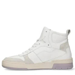 Halfhoge Witte Leren Sneakers Met Lila Zool^Sacha Cheap