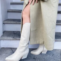 Hoge Off White Leren Cowboylaarzen^Sacha Online