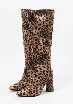 Hoge Panterprint Laarzen Met Hak^Sacha New
