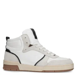 Hoge Witte Leren Sneakers Met Bruine Zool^Sacha Store