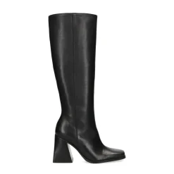 Hoge Zwarte Leren Laarzen Met Blokhak^Sacha Hot